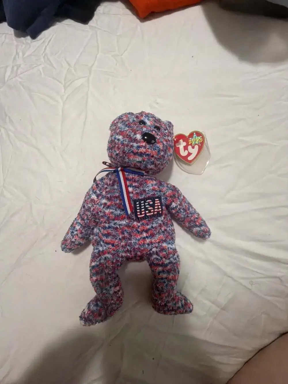 Ty Beanie Baby USA Bear 2000 Red White and Blue Plush
